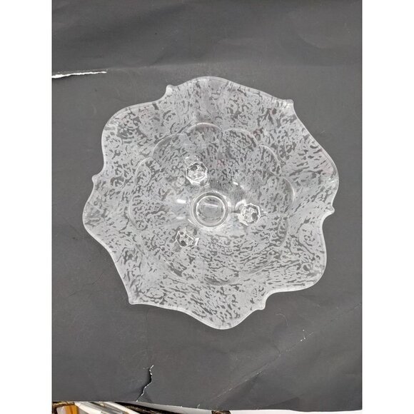 Vintage crimped ruffle bowl clear frosted elegant glass 9: - Picture 6 of 10